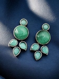 "Monalisa Stone Stud Earrings in Brass – Perfect for Everyday Style - color: "Mint"
