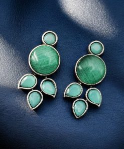 Elegant Monalisa stone stud earrings in brass, perfect for everyday wear and versatile styling.