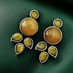 "Monalisa Stone Stud Earrings in Brass – Perfect for Everyday Style - "Yellow"