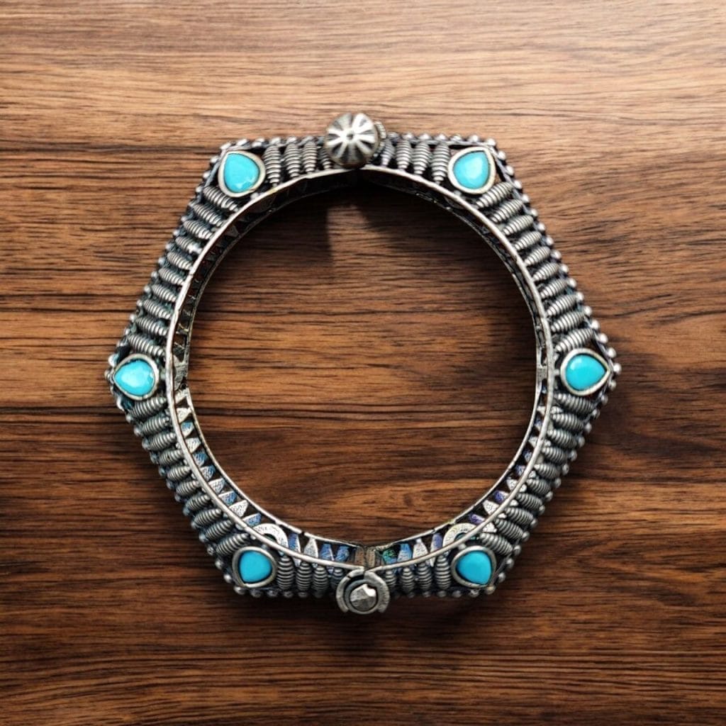 Bulk 640 Perfectly Crafted Brass Stone Kada Bracelet – Best Elegant and Openable Design - "Turquoise"