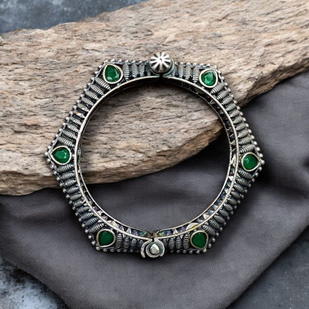 Bulk 638 Perfectly Crafted Brass Stone Kada Bracelet – Best Elegant and Openable Design - "Green"