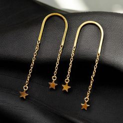 Gold-plated stylish western earrings with a designer star contemporary design, perfect for modern fashion and elegance.