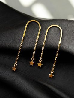 Gold-plated stylish western earrings with a designer star contemporary design, perfect for modern fashion and elegance.