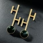 Goldplated Monalisa Stone Stud Earrings – Perfect Contemporary Jewelry - "Green"