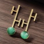 Goldplated Monalisa Stone Stud Earrings – Perfect Contemporary Jewelry - "Mint"