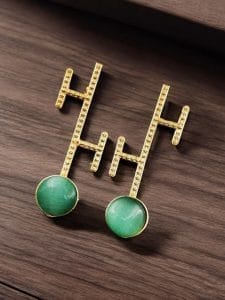 Goldplated Monalisa Stone Stud Earrings – Perfect Contemporary Jewelry - color: "Mint"