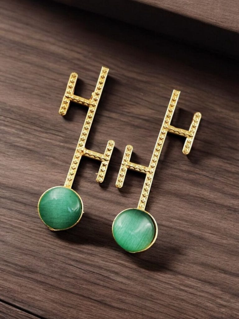 Bulk 592 Goldplated Monalisa Stone Stud Earrings – Perfect Contemporary Jewelry - "Mint"