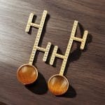 Goldplated Monalisa Stone Stud Earrings – Perfect Contemporary Jewelry - "Yellow"