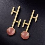 Goldplated Monalisa Stone Stud Earrings – Perfect Contemporary Jewelry - "Babypink"