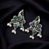 Brass Peacock Stone Stud Earrings with intricate design, perfect for every occasion