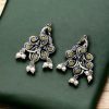 Brass Peacock Stone Stud Earrings with intricate design, perfect for every occasion