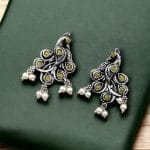 Brass Peacock Stone Stud – Perfect for Every Occasion - "Yellow"