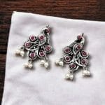 Brass Peacock Stone Stud – Perfect for Every Occasion - "Pink"