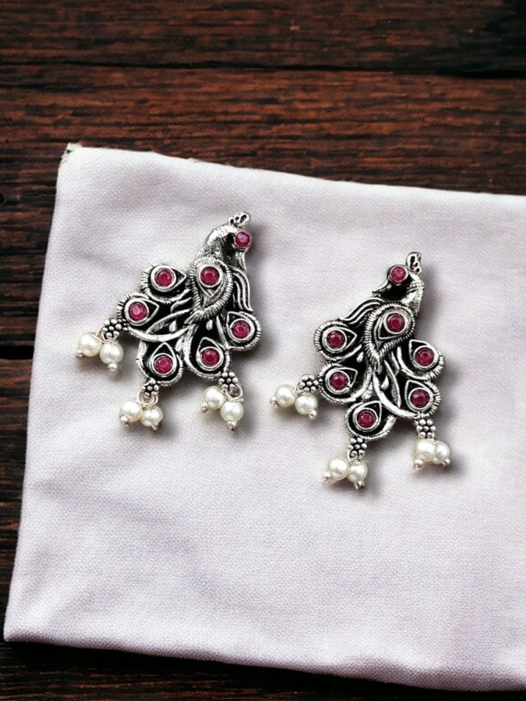Bulk 584 Brass Peacock Stone Stud – Perfect for Every Occasion - "Pink"
