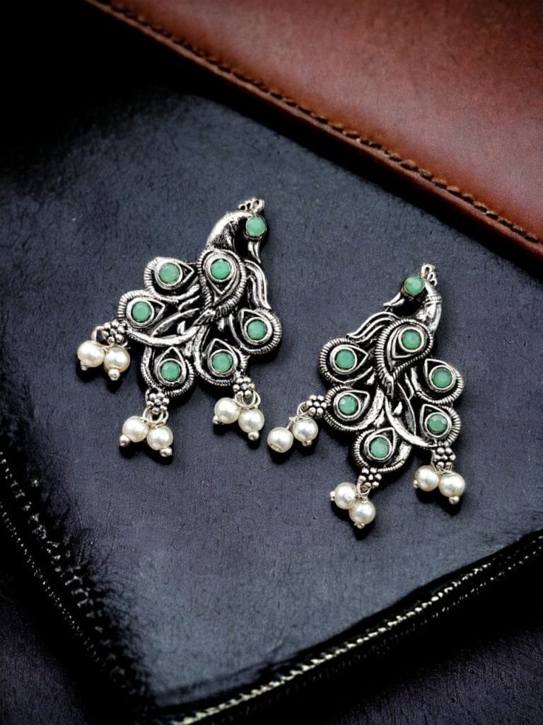 Bulk 580 Brass Peacock Stone Stud – Perfect for Every Occasion - "Mint"