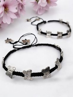 German Silver Butterfly Anklet with Adjustable Thread Design - Trendy Payal