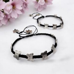 German Silver Butterfly Anklet with Adjustable Thread Design - Adorable Trendy Payal