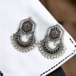 Brass Stone Stud Earrings: The Perfect Choice for Ethnic Occasions - "Pink"