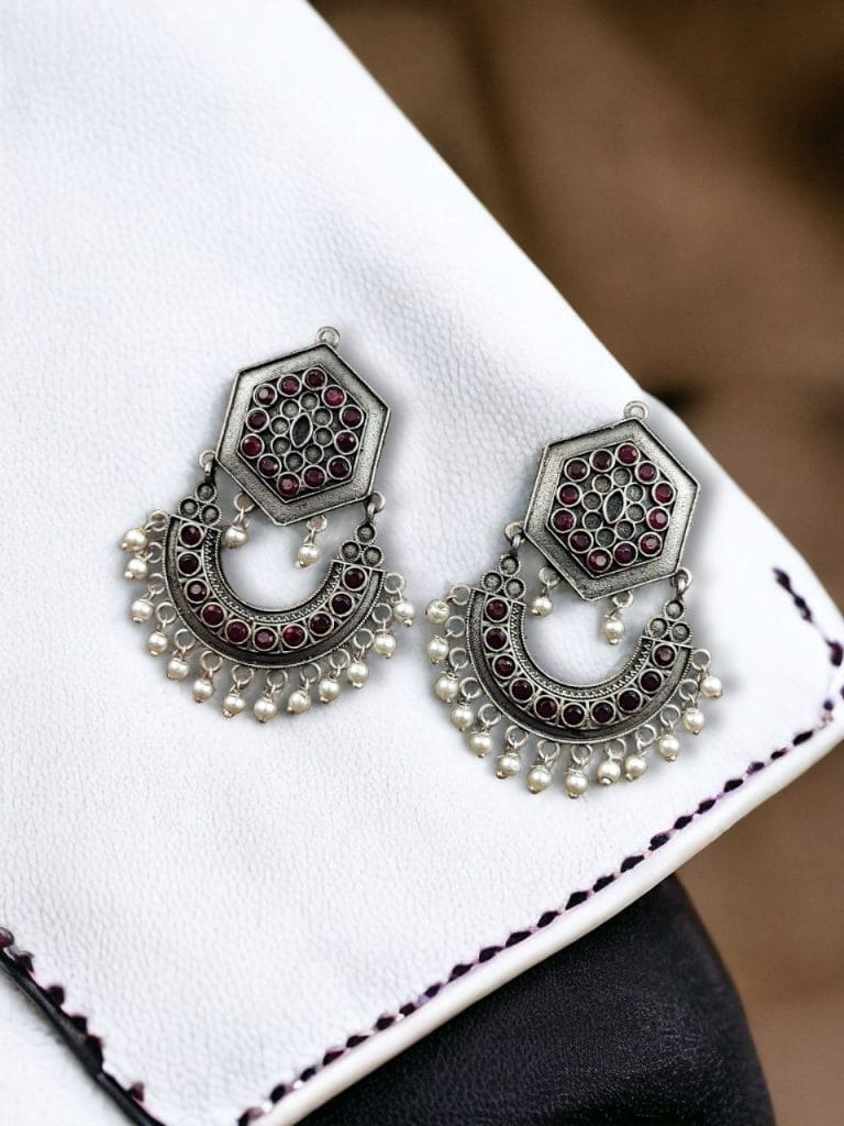 Bulk 564 Brass Stone Stud Earrings: The Perfect Choice for Ethnic Occasions - "Pink"