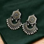 Brass Stone Stud Earrings: The Perfect Choice for Ethnic Occasions - "Yellow"
