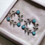 Leaf-Inspired Brass Earrings : The Best Stone Stud Earrings for Every Occasions - "Aqua"
