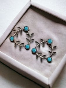 Leaf-Inspired Brass Earrings : The Best Stone Stud Earrings for Every Occasions - Color: "Aqua"