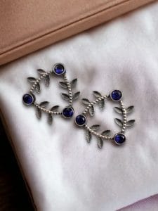 Leaf-Inspired Brass Earrings : The Best Stone Stud Earrings for Every Occasions - Color: "Blue"