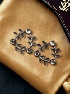 Leaf-Inspired Brass Earrings : The Best Stone Stud Earrings for Every Occasions - Color: "White"