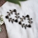 Leaf-Inspired Brass Earrings : The Best Stone Stud Earrings for Every Occasions - "Black"