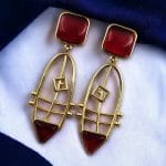 Modern Goldplated Monalisa Stone Earrings – Best Stylish Western Elegance - "Red"