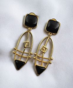 Modern Goldplated Monalisa Stone Earrings – Stylish Western Elegance