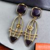 Modern Goldplated Monalisa Stone Earrings – Stylish Western Elegance