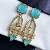 Modern Goldplated Monalisa Stone Earrings – Stylish Western Elegance