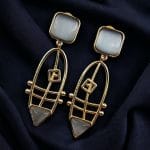 Modern Goldplated Monalisa Stone Earrings – Best Stylish Western Elegance - "Grey"