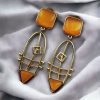 Modern Goldplated Monalisa Stone Earrings – Stylish Western Elegance