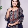 Designer Vartican Fabric Kurti Pant Set with Embroidered Chiffon Dupatta (Pack Of 4)