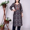 Designer Vartican Fabric Kurti Pant Set with Embroidered Chiffon Dupatta (Pack Of 4)