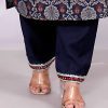 Designer Vartican Fabric Kurti Pant Set with Embroidered Chiffon Dupatta (Pack Of 4)