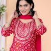 Elegant Vartican Kurti Pant Set with Chiffon Dupatta & Embroidery Work