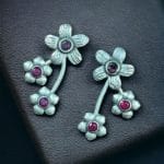 Elegant Flower Stone Stud Earrings for the Perfect Look - "Pink"