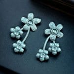 Elegant Flower Stone Stud Earrings for the Perfect Look - "White"