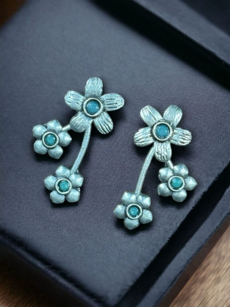 Bulk 518 Elegant Flower Stone Stud Earrings for the Perfect Look - "Mint"