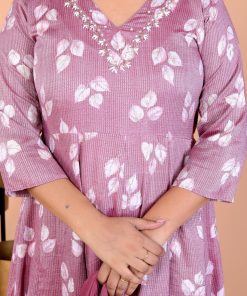 Elegant rayon fabric handwork kurti set with pant and dupatta, pack of 4 in vibrant designs and colors.
