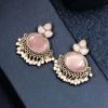 Elegant brass stud earrings with Monalisa stone, perfect for special occasions, featuring a sparkling design