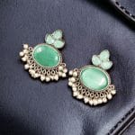 Elegant Brass Stud Earrings with Monalisa Stone – Perfect for Special Occasions