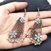 Perfect ethnic German silver stone hook earrings designed for special occasions, featuring vibrant stones and a traditional hook design