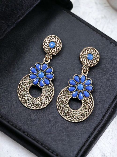 Stone Stud German Silver Earrings : Perfect for Every Occasion - Image 5