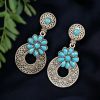 Stone Stud German Silver Earrings with elegant stone detailing, lightweight and versatile, perfect for casual, formal, or festive occasions