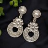 Stone Stud German Silver Earrings with elegant stone detailing, lightweight and versatile, perfect for casual, formal, or festive occasions