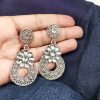 Stone Stud German Silver Earrings with elegant stone detailing, lightweight and versatile, perfect for casual, formal, or festive occasions